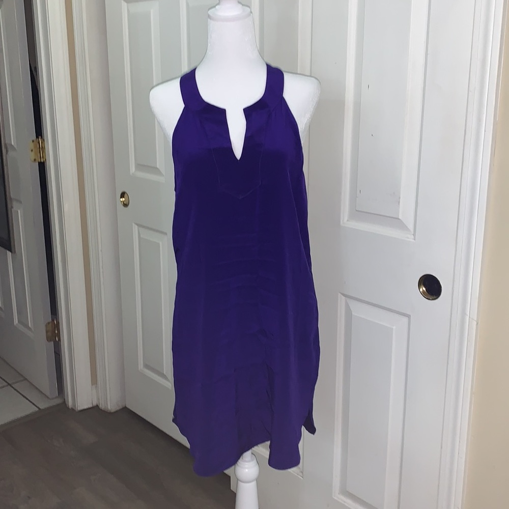 Purple racerback silk dress by Rory Beca